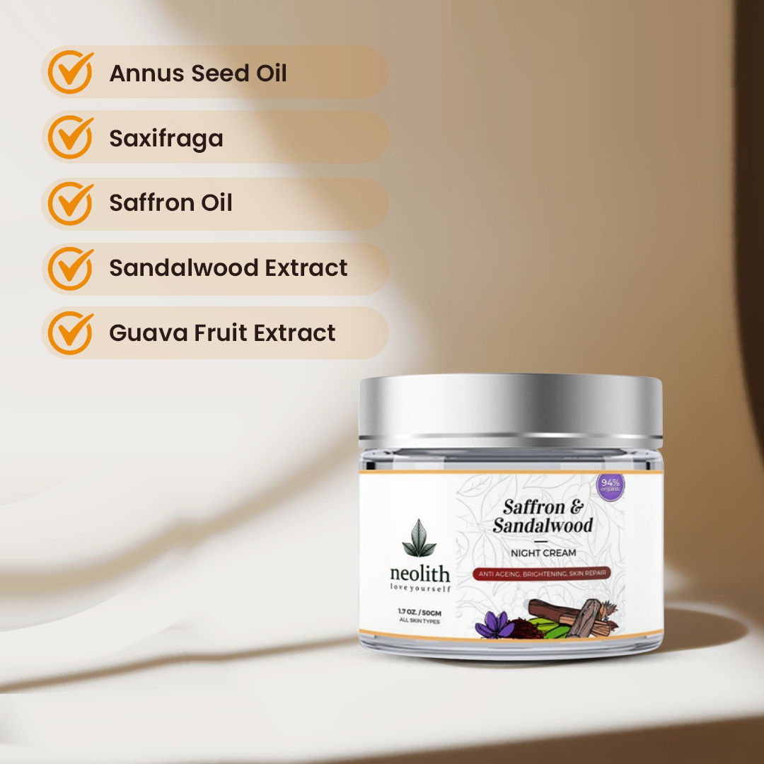 Saffron & Sandalwood Night Cream - 30gm - Neolith Beauty Uk