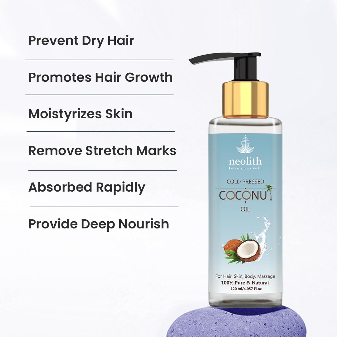 100% Pure Cold Pressed Coconut Oil - 120ml - Neolith Beauty Uk