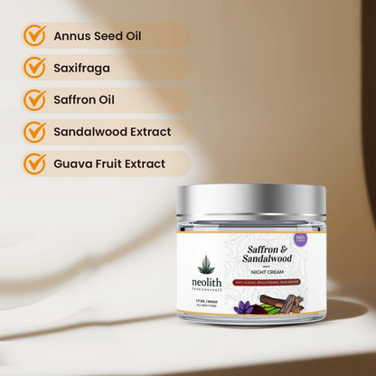 Saffron & Sandalwood Night Cream - 30gm - Neolith Beauty Uk
